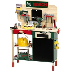 Theo Klein 8734 Bosch wooden workbench I Sturdy children's workbench, adjustable height I Electric cordless drill, tools with light and sound effects I Toy for children from 3 years Theo Klein 8734 Bosch wooden workbench I Sturdy children's workbench, adjustable height I Electric cordless drill, tools with light and sound effects I Toy for children from 3 years