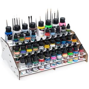 Vallejo Paint Stand, Organiser for Paint Bottles and Brushes, Easy Assembly Display for 52 x 18 ml and 8 x 35 ml or 60 ml Bottles, Ideal for Modelling and Miniatures Vallejo Paint Stand, Organiser for Paint Bottles and Brushes, Easy Assembly Display for 52 x 18 ml and 8 x 35 ml or 60 ml Bottles, Ideal for Modelling and Miniatures