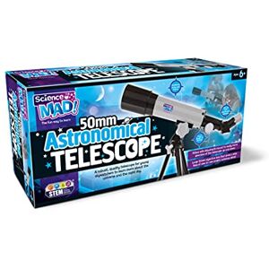 Science Mad 50mm Astronomical Telescope For Kids Learn Astronomy and the Universe With Fun Features Portable, 50mm Lens, Tripod and Mount, 18x and 90x Magnification, 6+ Years Science Mad 50mm Astronomical Telescope For Kids Learn Astronomy and the Universe With Fun Features Portable, 50mm Lens, Tripod and Mount, 18x and 90x Magnification, 6+ Years