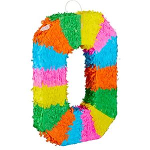 Relaxdays Birthday Piñata, Number 0 Hanging Pinata for Children and Adults, Fillable, Colorful Relaxdays Birthday Piñata, Number 0 Hanging Pinata for Children and Adults, Fillable, Colorful