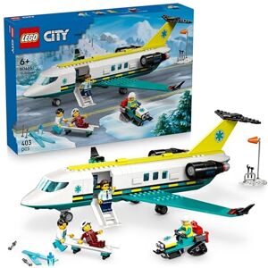 Lego City Emergency Air Ambulance Airplane Toy Medical Plane Model 3 Minifigures incl. a Doctor and Pilot, plus a Snowscooter, Stretcher & Tools, Gift for 6+ Year Old Boys 60465 Lego City Emergency Air Ambulance Airplane Toy Medical Plane Model 3 Minifigures incl. a Doctor and Pilot, plus a Snowscooter, Stretcher & Tools, Gift for 6+ Year Old Boys 60465