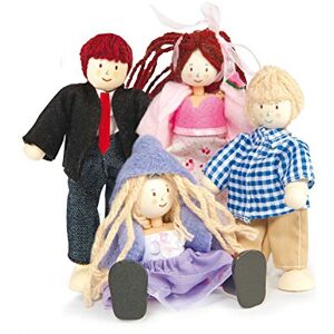 Le Toy Van Wooden Dolly Family Figures Play Set Of 4 For Doll's House With Hand Finished Outfits, Tallest Doll 13cm Le Toy Van Wooden Dolly Family Figures Play Set Of 4 For Doll's House With Hand Finished Outfits, Tallest Doll 13cm
