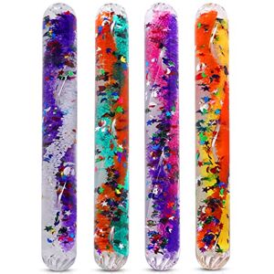 Playlearn SMGT4 Sensory Small Clear Durable Tubes in Shatter-Proof Plastic Filled with Swirling Liquid and Glitter in Bright Colours, Multicolor, Medium Playlearn SMGT4 Sensory Small Clear Durable Tubes in Shatter-Proof Plastic Filled with Swirling Liquid and Glitter in Bright Colours, Multicolor, Medium