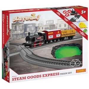 Hornby R9361M Playtrains Steam Goods Express Train Set Kids Toy Trains for Ages 5+, Remote Controlled USB Rechargeable Locomotive with 2 Wagons, Track & Infrared Controller, Children's Train Sets Hornby R9361M Playtrains Steam Goods Express Train Set Kids Toy Trains for Ages 5+, Remote Controlled USB Rechargeable Locomotive with 2 Wagons, Track & Infrared Controller, Children's Train Sets