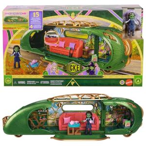 Mattel Universal Pictures’ Wicked Emerald City Train Playset with Elphaba Small Doll, 3 Play Spaces & 14 Accessories, Inspired by the Movie, JKM07 Mattel Universal Pictures’ Wicked Emerald City Train Playset with Elphaba Small Doll, 3 Play Spaces & 14 Accessories, Inspired by the Movie, JKM07