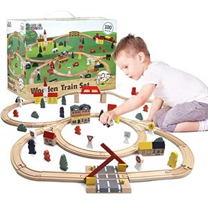 Play Build Wooden Train Set For Kids 100 Piece Complete Toddler Train Set Interactive Play & Learn Set Creative Wooden Train Track Design Premium Quality Ages 3+ Play Build Wooden Train Set For Kids 100 Piece Complete Toddler Train Set Interactive Play & Learn Set Creative Wooden Train Track Design Premium Quality Ages 3+