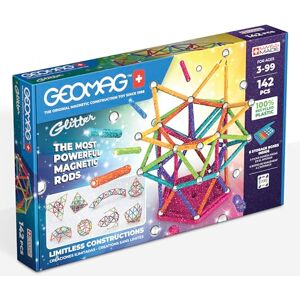 Geomag Recycled Glitter, Magnetic Constructions With Effect, Colorful And Glittery Bars, 142-Piece Pack, For Boys and Girls 3+ Geomag Recycled Glitter, Magnetic Constructions With Effect, Colorful And Glittery Bars, 142-Piece Pack, For Boys and Girls 3+
