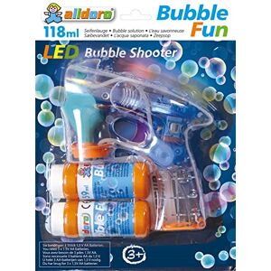 alldoro 60625 LED Bubble Shooter Bubble Machine with 2x 59 ml Bubble Liquid Electric Bubble Gun with LEDs Approx. 17 x 15 x 6 cm for Children from 3 Years alldoro 60625 LED Bubble Shooter Bubble Machine with 2x 59 ml Bubble Liquid Electric Bubble Gun with LEDs Approx. 17 x 15 x 6 cm for Children from 3 Years