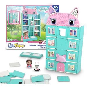 TILE TOWN Gabby's Dollhouse Tile Set with Gabby and Pandy Paws Figures, Magnetic Building Set, Interactive Toy, Safe and Creative Magnet Tiles, Buildable Tile Sets for Kids 3+ TILE TOWN Gabby's Dollhouse Tile Set with Gabby and Pandy Paws Figures, Magnetic Building Set, Interactive Toy, Safe and Creative Magnet Tiles, Buildable Tile Sets for Kids 3+