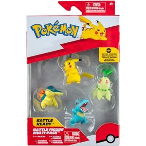 Jazwares Pikachu Chikorita Totodile Cyndaquil Action Figures - Pokémon Battle Pack Jazwares Pikachu Chikorita Totodile Cyndaquil Action Figures - Pokémon Battle Pack