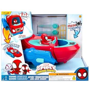 Jazwares Spidey and His Amazing Friends Spidey Transforming Web-Wave Cruiser 9-Inch 2-In-1 Vehicle with Free Wheels and Web Dart Launchers Jazwares Spidey and His Amazing Friends Spidey Transforming Web-Wave Cruiser 9-Inch 2-In-1 Vehicle with Free Wheels and Web Dart Launchers
