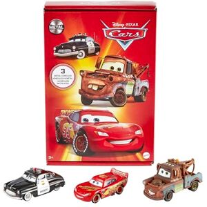 Mattel Disney and Pixar Cars Toys, Radiator Springs 3-Pack with Lightning McQueen, Mater and Sheriff Die-Cast Toy Cars, HBW14 Mattel Disney and Pixar Cars Toys, Radiator Springs 3-Pack with Lightning McQueen, Mater and Sheriff Die-Cast Toy Cars, HBW14