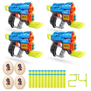 XSHOT Dino Attack Dino Extinct 4 Pack (4 Blaster, 4 Small Egg, 24 Darts) by ZURU XSHOT Dino Attack Dino Extinct 4 Pack (4 Blaster, 4 Small Egg, 24 Darts) by ZURU