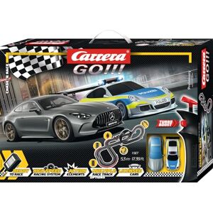 Carrera GO!!! 20062577UK Chase 'n Race1:43 Scale, 5.3 Metres, With Porsche 911 GT3 Polize & Mercedes-AMG GT 63 Selenite grey, Suitable from 6 Years+ Carrera GO!!! 20062577UK Chase 'n Race1:43 Scale, 5.3 Metres, With Porsche 911 GT3 Polize & Mercedes-AMG GT 63 Selenite grey, Suitable from 6 Years+