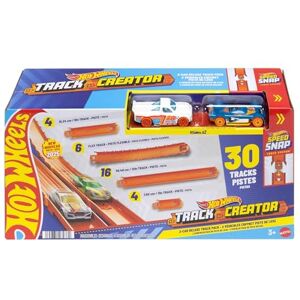 Hot Wheels Toy Car Track Set, Track Creator Deluxe Pack & 2 1:64 Scale Die-Cast Vehicles, 25 Feet of Different Length Speed Snap Track & Connectors, JDW42 Hot Wheels Toy Car Track Set, Track Creator Deluxe Pack & 2 1:64 Scale Die-Cast Vehicles, 25 Feet of Different Length Speed Snap Track & Connectors, JDW42