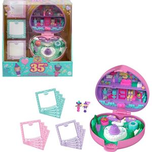 Polly Pocket Dolls and Playset, Collector Heritage Compact, 35th Birthday Partytime Stamper with 2 Dolls, 3 Party Stamps, and 12 Stationary Cards, HWP20 Polly Pocket Dolls and Playset, Collector Heritage Compact, 35th Birthday Partytime Stamper with 2 Dolls, 3 Party Stamps, and 12 Stationary Cards, HWP20
