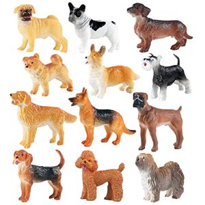 Vaguelly 12pcs Resin Puppy Figures Micro Landscape Figurines Bulldog Statue Bookshelf Decoration Realistic Dog Figurine Toys Resin Dog Figures Interesting Puppy Models Animal Doll Child