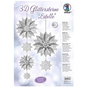 Ursus 33780000 Glitter Star 3D Estelle, Silver, Material for 3 Stars, in Various Sizes, Includes Star Accessories and Craft Instructions, Ideal for Christmas Craft Period Ursus 33780000 Glitter Star 3D Estelle, Silver, Material for 3 Stars, in Various Sizes, Includes Star Accessories and Craft Instructions, Ideal for Christmas Craft Period