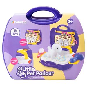 Peterkin Little Pet Parlour Carry Case Toy 15 piece, brightly coloured, plastic pet grooming salon set in a sturdy 24 cm carry case Roleplay Toys Ages 3+, Purple Peterkin Little Pet Parlour Carry Case Toy 15 piece, brightly coloured, plastic pet grooming salon set in a sturdy 24 cm carry case Roleplay Toys Ages 3+, Purple