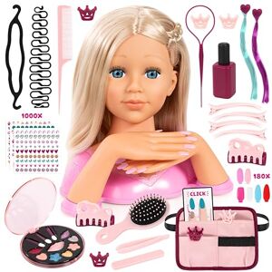 Bayer Design Bayer Charlene Magic Nails, Hair Styling Head 27cm with Hands Doll Head for Hair Styling with Accessories, Makeup, Cool Nails, Varnish & Stickers Kids Hairdressing, Make Up Play Set for Girls 3+ Bayer Design Bayer Charlene Magic Nails, Hair Styling Head 27cm with Hands Doll Head for Hair Styling with Accessories, Makeup, Cool Nails, Varnish & Stickers Kids Hairdressing, Make Up Play Set for Girls 3+