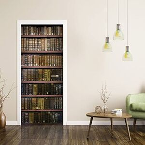 CREARREDA Premium PVC Door Stickers, Vintage Bookcase Door Cover, Easy Bubble-Free Application, Interior Door Covers 83 x 210 Removable, 20172 CREARREDA Premium PVC Door Stickers, Vintage Bookcase Door Cover, Easy Bubble-Free Application, Interior Door Covers 83 x 210 Removable, 20172