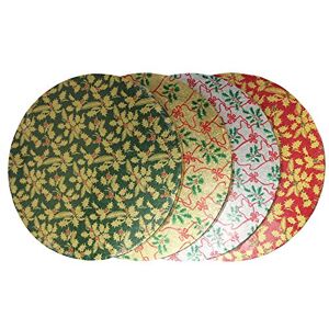 Creative Labs XRD10 Unwrapped Round Holly Print Foil Wrapped Cake Drum 10" 5 Pcs Creative Labs XRD10 Unwrapped Round Holly Print Foil Wrapped Cake Drum 10" 5 Pcs