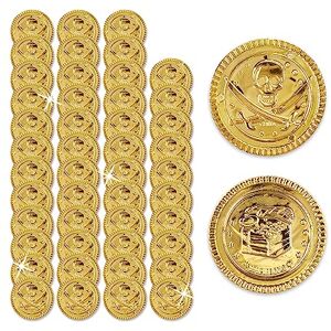 Relaxdays Pirate Coins, 48 Golden Doubloon Toys, Pretend Money for Children Parties, PP, Ø 3.5 cm, Gold, 3.5x3.5x0.2 cm Relaxdays Pirate Coins, 48 Golden Doubloon Toys, Pretend Money for Children Parties, PP, Ø 3.5 cm, Gold, 3.5x3.5x0.2 cm
