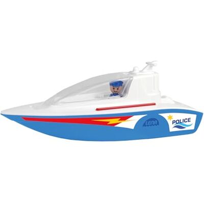 Lena BOAZZ Police Boat 36 cm, Toy Boat Suitable for Indoor and Outdoor Use, for Children from 2 Years, Cabin to Open, Two Seats Plus Toy Figure Lena BOAZZ Police Boat 36 cm, Toy Boat Suitable for Indoor and Outdoor Use, for Children from 2 Years, Cabin to Open, Two Seats Plus Toy Figure