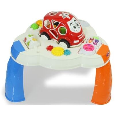 Jamara Play Table with Shaped Car and Mobile Phone Promotes Fine and Coarse Motor Skills, Music, LED Light Effects, 10 Shapes in 5 Colours, Mirror, Smooth Running Plastic Wheels, 13 Pieces Jamara Play Table with Shaped Car and Mobile Phone Promotes Fine and Coarse Motor Skills, Music, LED Light Effects, 10 Shapes in 5 Colours, Mirror, Smooth Running Plastic Wheels, 13 Pieces
