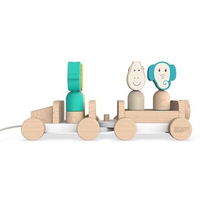 Matchstick Monkey , Playtime Wooden Safari Jeep Pull Along Toy, Sensory Learning Toy Race or Push, Place or Stack, Learning Characters Through Play, 18 Months Old+ Matchstick Monkey , Playtime Wooden Safari Jeep Pull Along Toy, Sensory Learning Toy Race or Push, Place or Stack, Learning Characters Through Play, 18 Months Old+