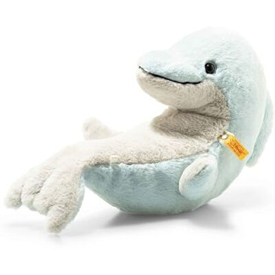 Steiff Denny Dolphin cuddly toy, cute stuffed toy with plastic eyes, children, boys & girls, Friends, plush toy 32 cm, light blue, 065194 Steiff Denny Dolphin cuddly toy, cute stuffed toy with plastic eyes, children, boys & girls, Friends, plush toy 32 cm, light blue, 065194