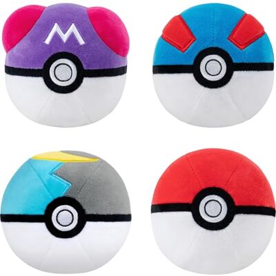 Jazwares Pokémon Poke Ball Plush 4-Pack Four 2-inch Plush Balls Jazwares Pokémon Poke Ball Plush 4-Pack Four 2-inch Plush Balls