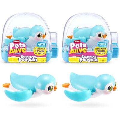 Pets Alive Swimming Penguin 2 PACK by ZURU Real swimming & gliding action; water-activated; 3 to collect; interactive pet toy; collect them all; ages 3+; gift for kids Pets Alive Swimming Penguin 2 PACK by ZURU Real swimming & gliding action; water-activated; 3 to collect; interactive pet toy; collect them all; ages 3+; gift for kids