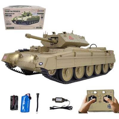 Palapozzy 1/16 RC Tank for Adults, 2.4G British Crusader RC Tank Model with Sound and Lights and Dual Speed Modes, RC Vehicle Model for Military Enthusiasts (RTR/Desert Yellow) Palapozzy 1/16 RC Tank for Adults, 2.4G British Crusader RC Tank Model with Sound and Lights and Dual Speed Modes, RC Vehicle Model for Military Enthusiasts (RTR/Desert Yellow)