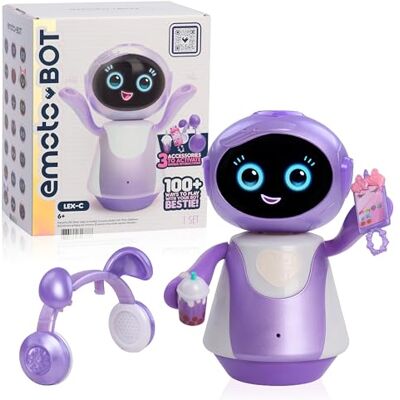 Just Play emotoBOT LEX-C Interactive Robot Kids’ Toy Purple, Touch-and Sound-Responsive Robot with Motion, LED Face, 100+ Ways to Play, No Wi-Fi, No AI, Rechargeable, Ages 6+ Just Play emotoBOT LEX-C Interactive Robot Kids’ Toy Purple, Touch-and Sound-Responsive Robot with Motion, LED Face, 100+ Ways to Play, No Wi-Fi, No AI, Rechargeable, Ages 6+