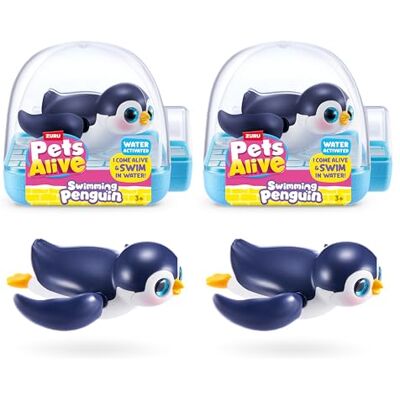 Pets Alive Swimming Penguin 2 PACK by ZURU Real swimming & gliding action; water-activated; 3 to collect; interactive pet toy; collect them all; ages 3+; gift for kids Pets Alive Swimming Penguin 2 PACK by ZURU Real swimming & gliding action; water-activated; 3 to collect; interactive pet toy; collect them all; ages 3+; gift for kids