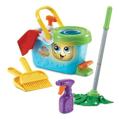 LeapFrog Clean Sweep Mop & Bucket Interactive Pretend Play Set with Sound & Music Suitable for Boys & Girls 3-5 Years LeapFrog Clean Sweep Mop & Bucket Interactive Pretend Play Set with Sound & Music Suitable for Boys & Girls 3-5 Years