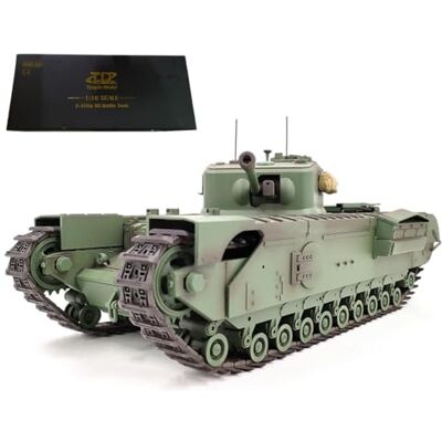 RCARTOYRTR RC Tank, 1:16 2.4G British Churchill Infrared Main Battle RC Tank Model that Shoots BBs, Simulation Military Vehicle with Sounds&Smoke, and Toys for RC Hobbyist RCARTOYRTR RC Tank, 1:16 2.4G British Churchill Infrared Main Battle RC Tank Model that Shoots BBs, Simulation Military Vehicle with Sounds&Smoke, and Toys for RC Hobbyist