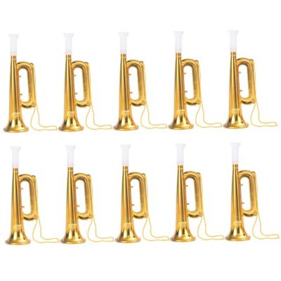 Brenvilo Kids Trumpet, 10Pcs Golden Toy Trumpets Plastic Noise Makers with Lanyard for Parties & Games Brenvilo Kids Trumpet, 10Pcs Golden Toy Trumpets Plastic Noise Makers with Lanyard for Parties & Games