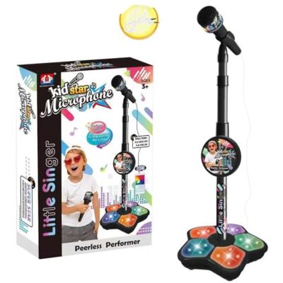 HLZCMWI Educational Childrens Microphone with Stand LED Stage, Black Easy to Use Childrens Microphone with Button Controls for Music Learning and Interactive Play and Creative HLZCMWI Educational Childrens Microphone with Stand LED Stage, Black Easy to Use Childrens Microphone with Button Controls for Music Learning and Interactive Play and Creative