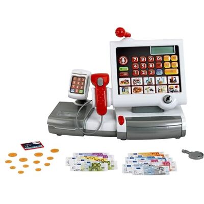 Theo Klein 9356 Toy Cash Register I With calculator function and payment terminal I Scanner and scales with light and sound I Toy for children aged 3 years and up Theo Klein 9356 Toy Cash Register I With calculator function and payment terminal I Scanner and scales with light and sound I Toy for children aged 3 years and up