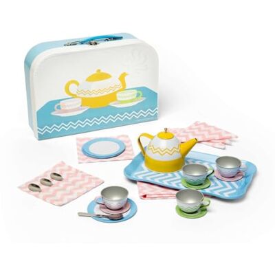 Bigjigs Toys Tin Tea Set, 25 Piece Mini Teatime Playset with Carry Case 25 Piece Tin Tea Party Set with Carry Case, Role Play Gift for Girls & Boys, Age 3+ Bigjigs Toys Tin Tea Set, 25 Piece Mini Teatime Playset with Carry Case 25 Piece Tin Tea Party Set with Carry Case, Role Play Gift for Girls & Boys, Age 3+
