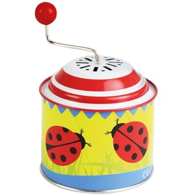 Lena tin toys 52762 Musical tin Ladybird, musical tin with turning handle approx. 10.5 x 7.5 cm, with melody The Spring, musical tin, for children over 18 months. Ladybird motif Lena tin toys 52762 Musical tin Ladybird, musical tin with turning handle approx. 10.5 x 7.5 cm, with melody The Spring, musical tin, for children over 18 months. Ladybird motif