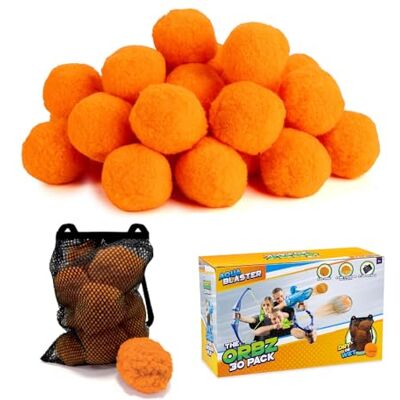 Toyrific Aqua Blaster Orbz 30 Pack, Reusable Soft Cotton Balls with Carry Bag, Compatible Ammo Refill for Kids Launchers, Outdoor Games, Garden Play & Summer Fun Toyrific Aqua Blaster Orbz 30 Pack, Reusable Soft Cotton Balls with Carry Bag, Compatible Ammo Refill for Kids Launchers, Outdoor Games, Garden Play & Summer Fun