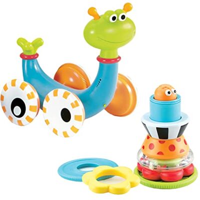 Yookidoo Musical Crawl 'N' Go Snail Baby Crawling Toy with Stacker Rings Encourages Walking, Spinning Shell, Push & Pull Play, Motor Skills, Sensory Development, Interactive Learning, 6-12 Months Yookidoo Musical Crawl 'N' Go Snail Baby Crawling Toy with Stacker Rings Encourages Walking, Spinning Shell, Push & Pull Play, Motor Skills, Sensory Development, Interactive Learning, 6-12 Months