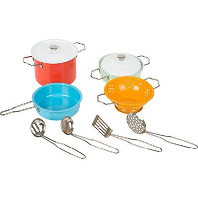 Small Foot Cookware set with metal accessories, for the play kitchen, role-playing toy for children aged 3 years and over, multicolor Small Foot Cookware set with metal accessories, for the play kitchen, role-playing toy for children aged 3 years and over, multicolor