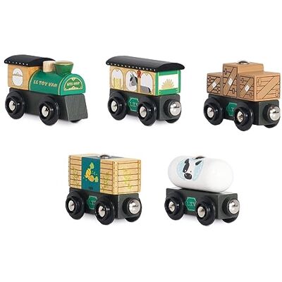 Le Toy Van Childrens Green Goods Train Classic Wooden Set for Toddlers Ethically Made and as A Gift Suitable for Ages 3+, Green Train Compatible with train sets Le Toy Van Childrens Green Goods Train Classic Wooden Set for Toddlers Ethically Made and as A Gift Suitable for Ages 3+, Green Train Compatible with train sets