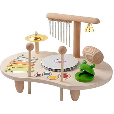 Kingbar Drum Set For Children Made Of Wood, 8 In 1 Music Children's Toy, Montessori Learning Toy Drum Set With Xylophone, Children's Drum Set, C Kingbar Drum Set For Children Made Of Wood, 8 In 1 Music Children's Toy, Montessori Learning Toy Drum Set With Xylophone, Children's Drum Set, C