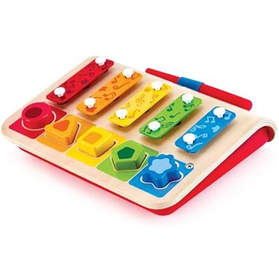 Hape Xylophone, Musical Toy, Xylophone-Piano Multifunctional Plug-In With 5 Wooden Puzzle Pieces And 1 Mallet. 12 Months + Hape Xylophone, Musical Toy, Xylophone-Piano Multifunctional Plug-In With 5 Wooden Puzzle Pieces And 1 Mallet. 12 Months +