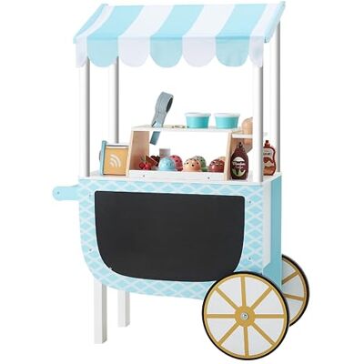 Teamson Kids My Little Helper Ice Cream Cart & 33 pc. Accessory Set, Blue/White Teamson Kids My Little Helper Ice Cream Cart & 33 pc. Accessory Set, Blue/White